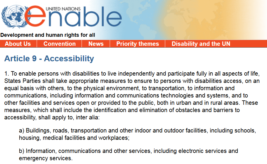 United Nations Human Rights - Article 9: Accessibility